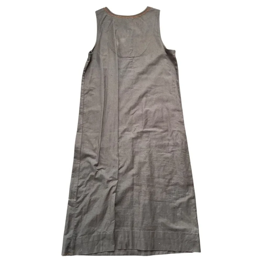Lemon Grass Dress Womens Size S Sleeveless Safari JumperDress Cotton Linen Blend - Picture 11 of 11